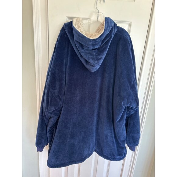 NFL Team Apparel New England Patriots Reversible Sherpa Hoodie Blue Pullover O/S - Picture 4 of 12